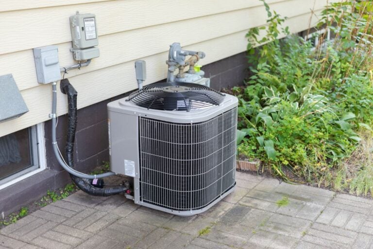 Outdoor Air conditioner unit. HVAC unit on the patio