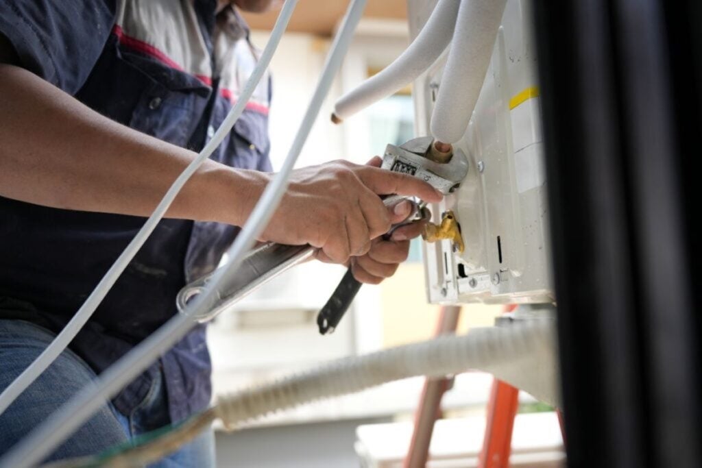 HVAC-Maintenance-and-Repair-Work-Professional-Air-Conditioner-Installation-or-Service-in-Progress