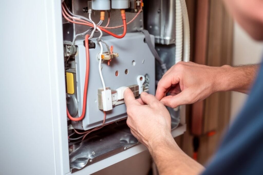 Repairman-fixing-a-broken-electric-boiler-or-furnace