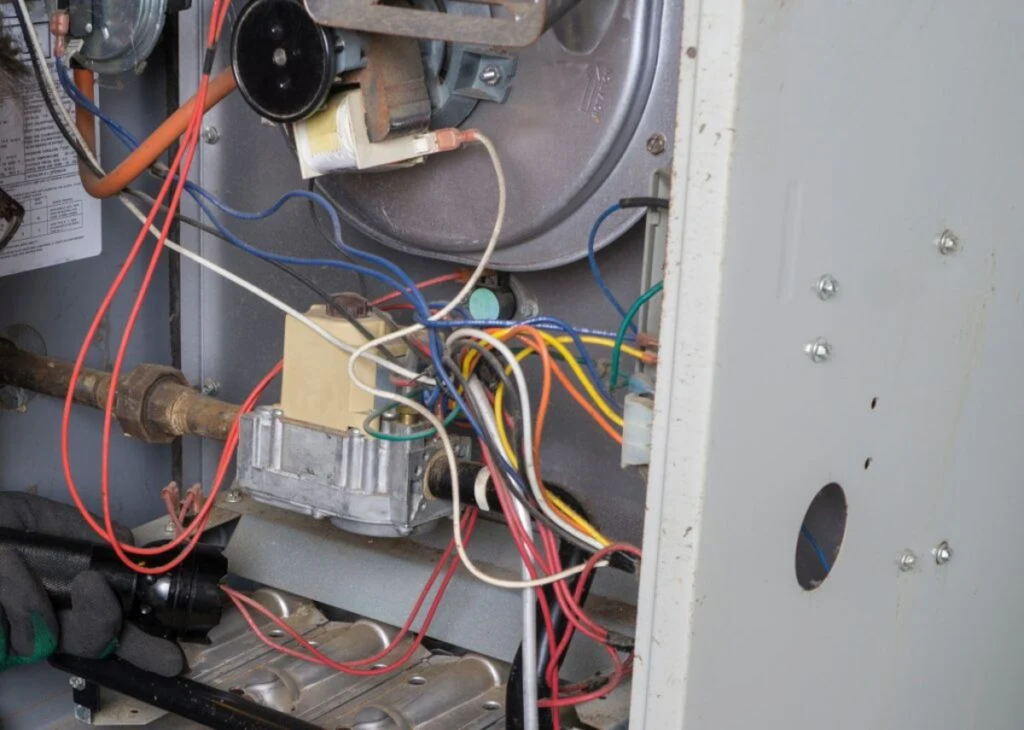 Technician-Looking-Over-A-Gas-Furnace