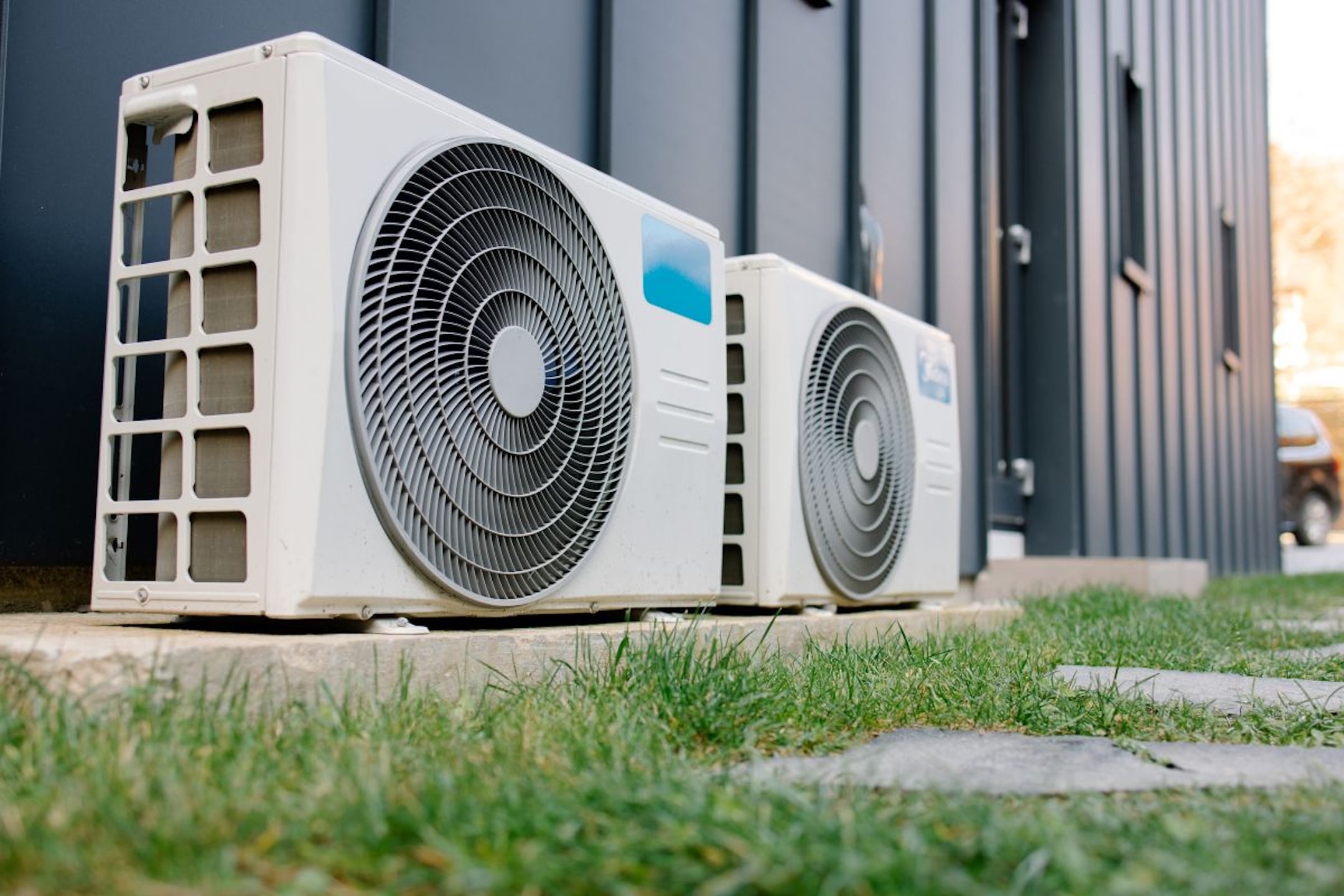 Two-outdoor-air-conditioner-units-cooling-modern-building