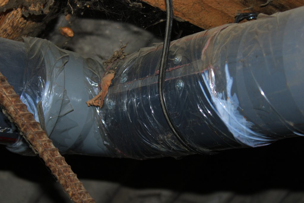 ac not cooling tape around ductwork Improperly sealed ventilation pipe with visible condensation issues